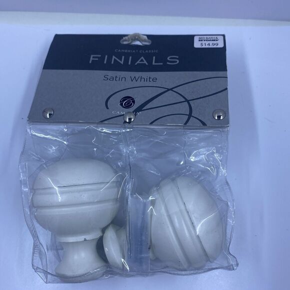 Cambria Classic Complete Orbit Finial in Satin White Set of 2 Cast Zinc Metal - Picture 3 of 6